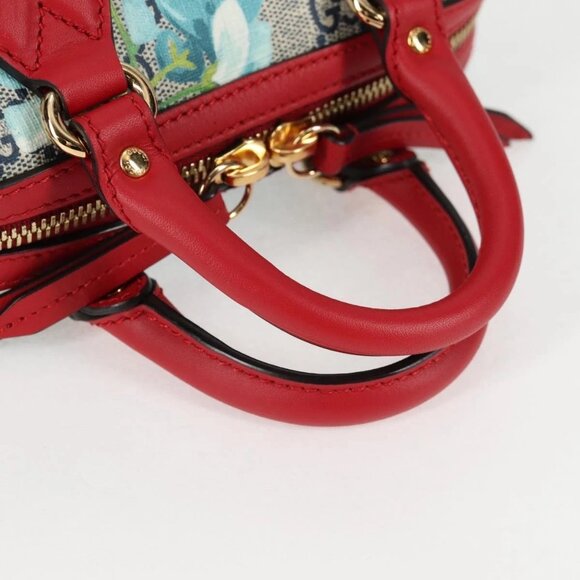 GUCCI GG Supreme Blooms Boston Bag PVC Outlet 2way Red Gold - Picture 6 of 15